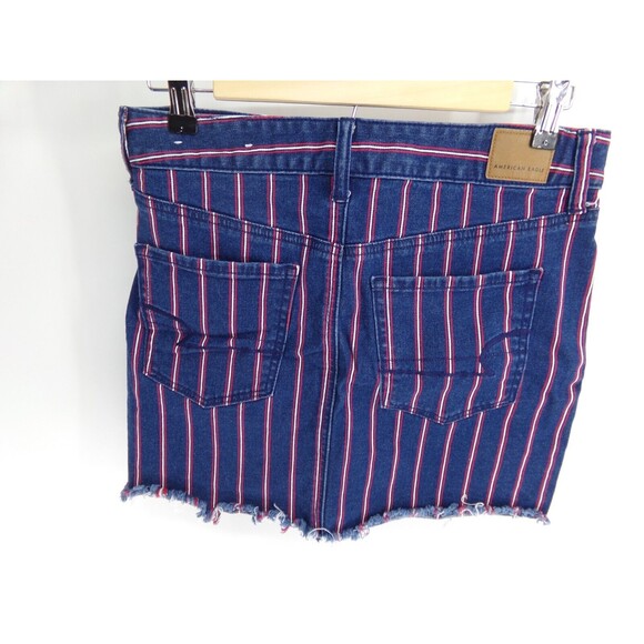 AMERICAN EAGLE Skirt 6 Denim Mini Super Stretch Striped Straight High Rise Blue - Picture 3 of 8